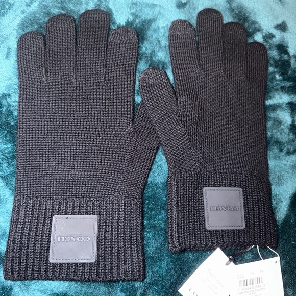 Coach Wool Black Tech Gloves L/XL - Picture 5 of 5